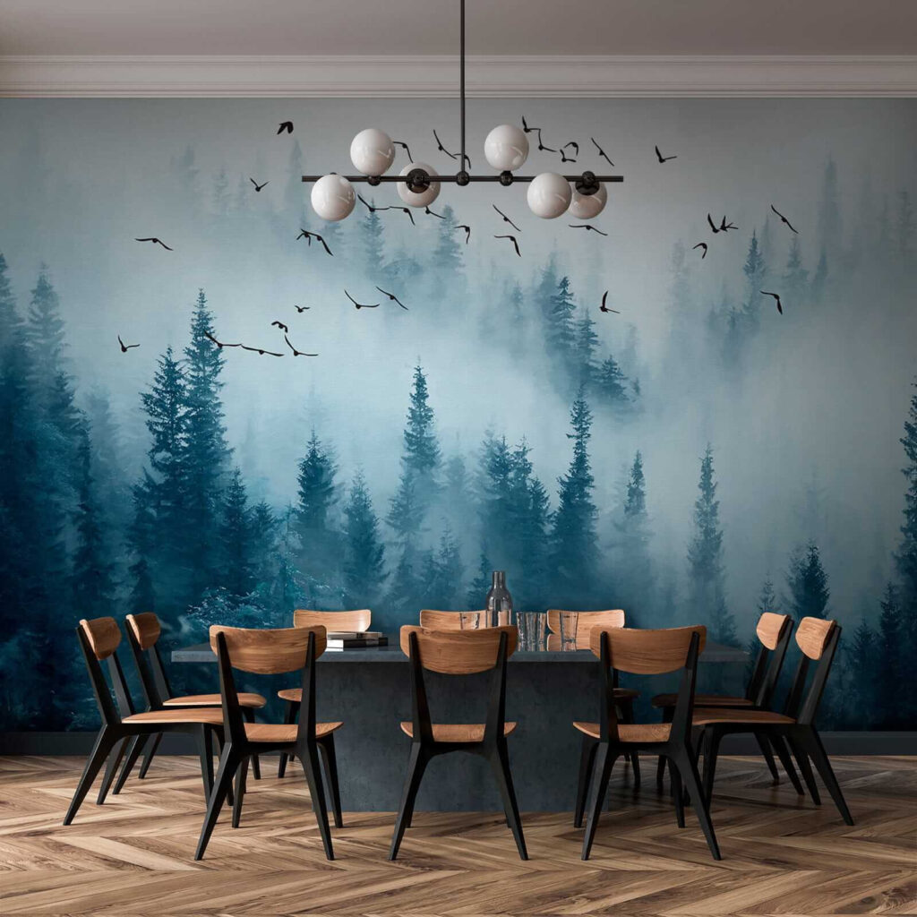 Birds over blue mist — interior 9