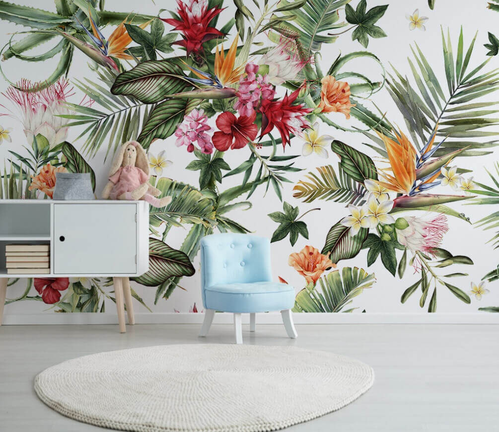 Tropical flowers on white — interior 1