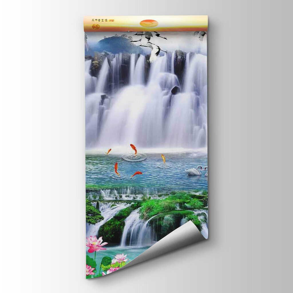Cranes by tiered waterfalls — product view