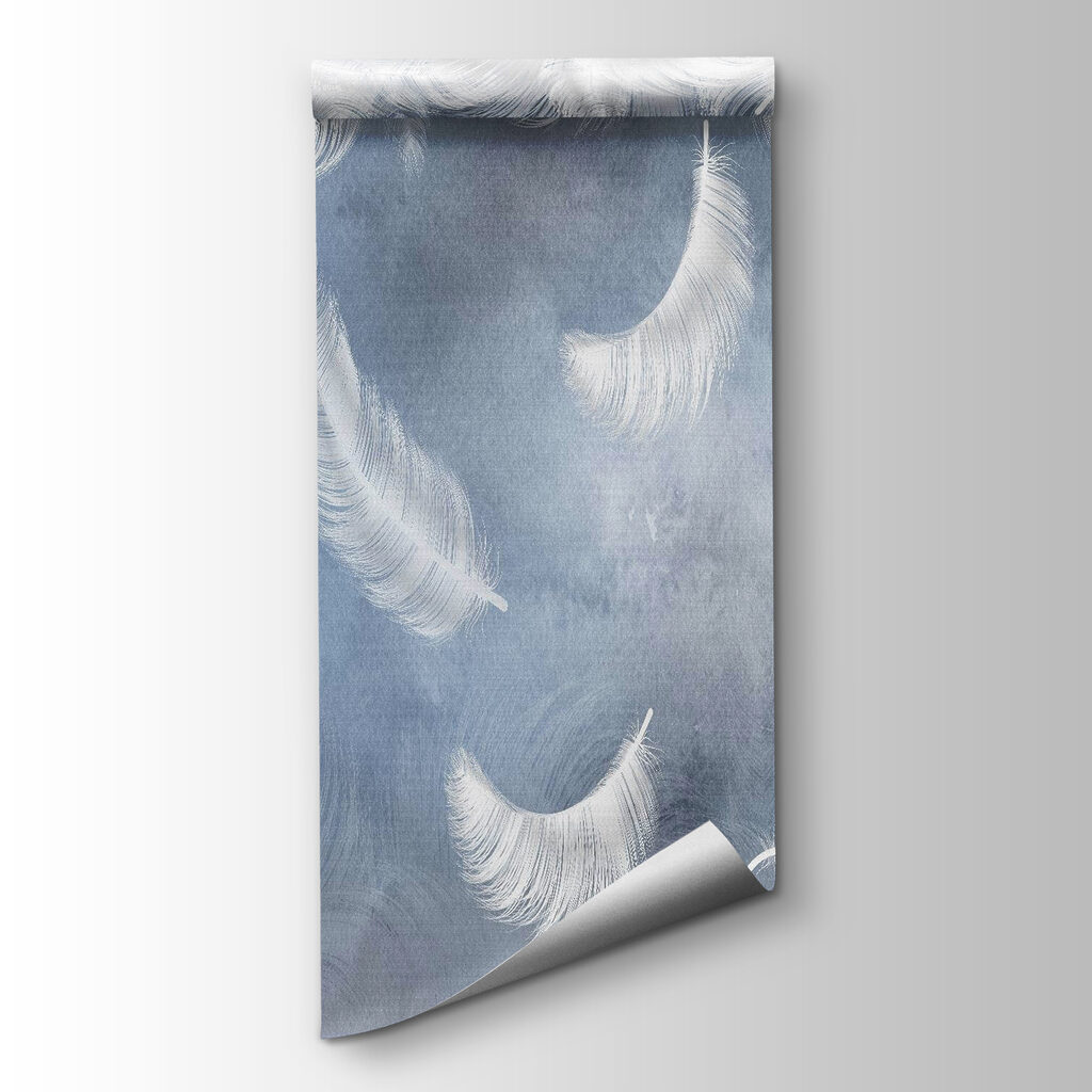 White feathers, misty blue — product view