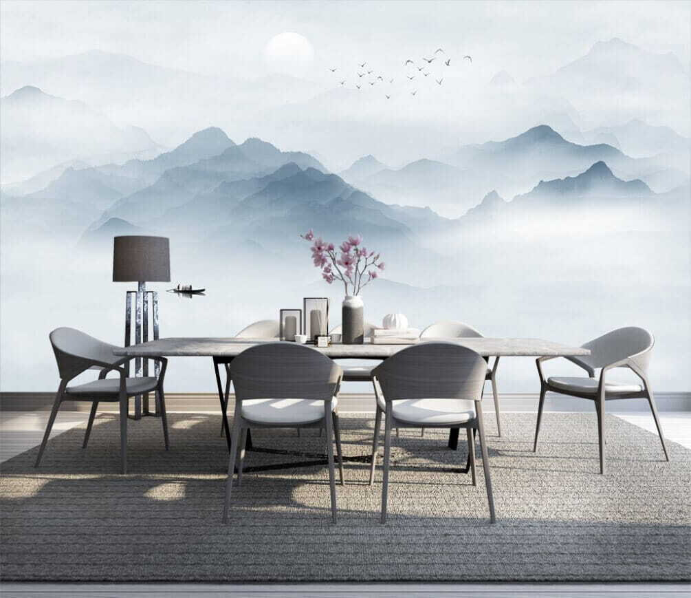 Boat Among Mountains in an interior