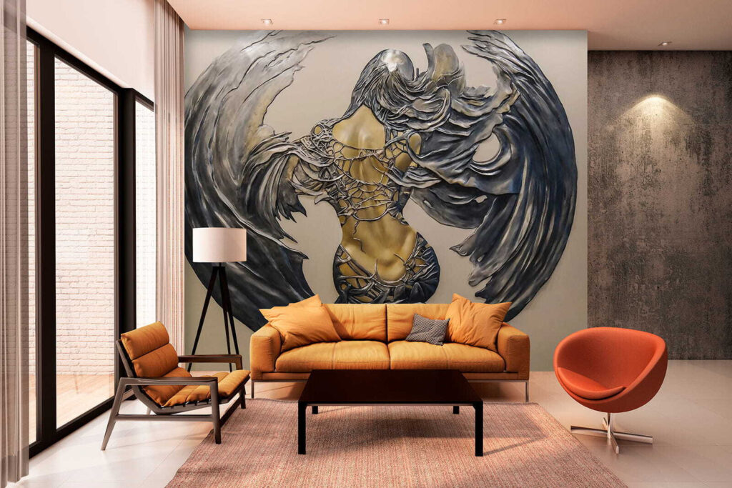 Winged figure in ornament — interior 3