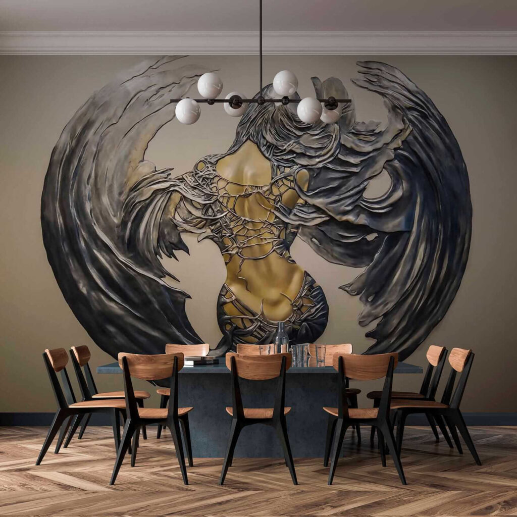 Winged figure in ornament — interior 4