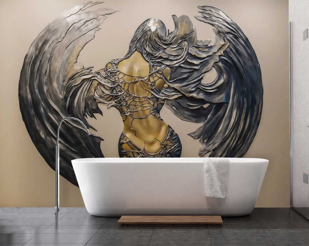 Winged figure in ornament — interior 6