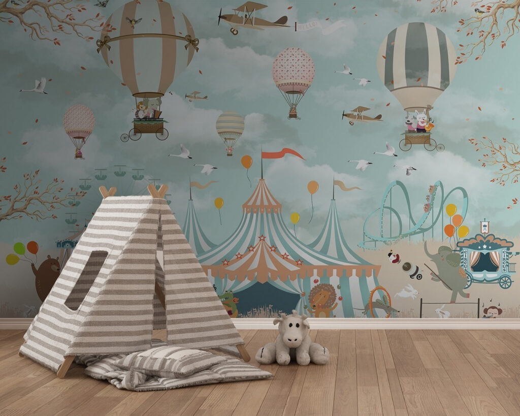 Balloons above circus animals — interior 2