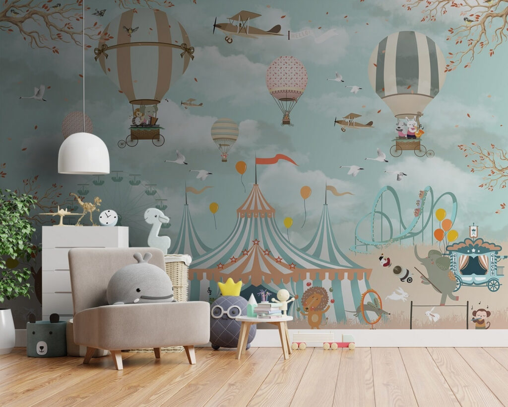 Balloons above circus animals — interior 3