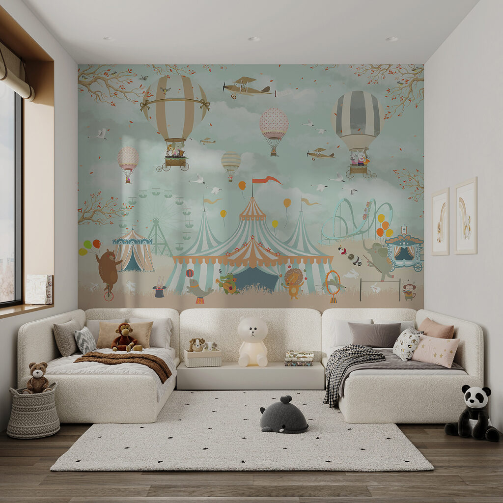 Balloons above circus animals — interior 12