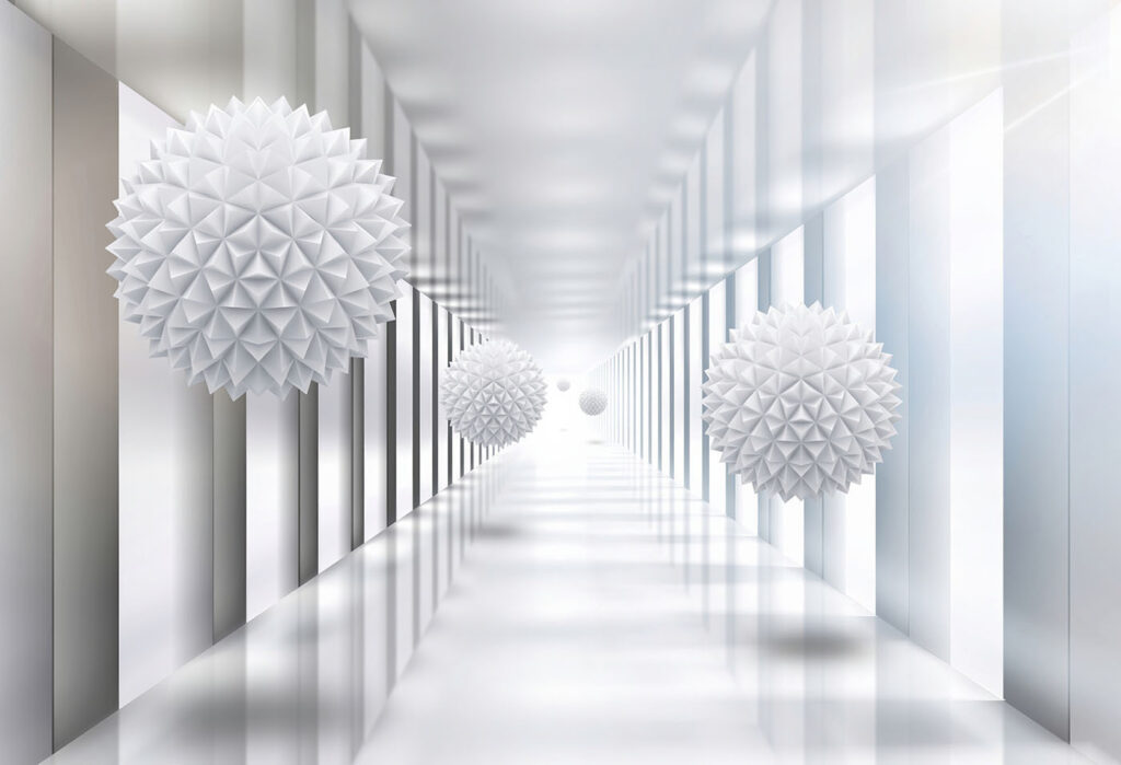 Faceted balls in colonnade — full design