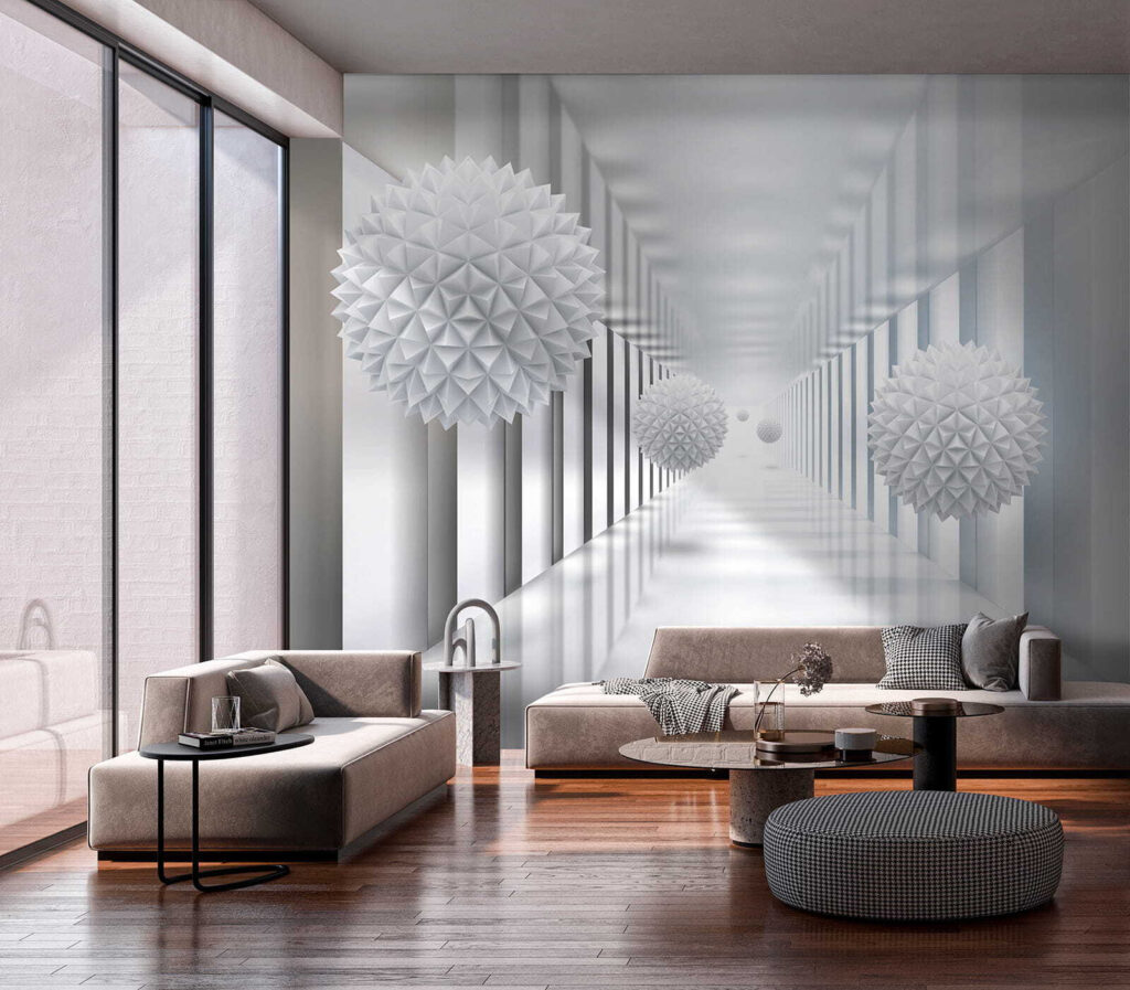 Faceted balls in colonnade — interior 8