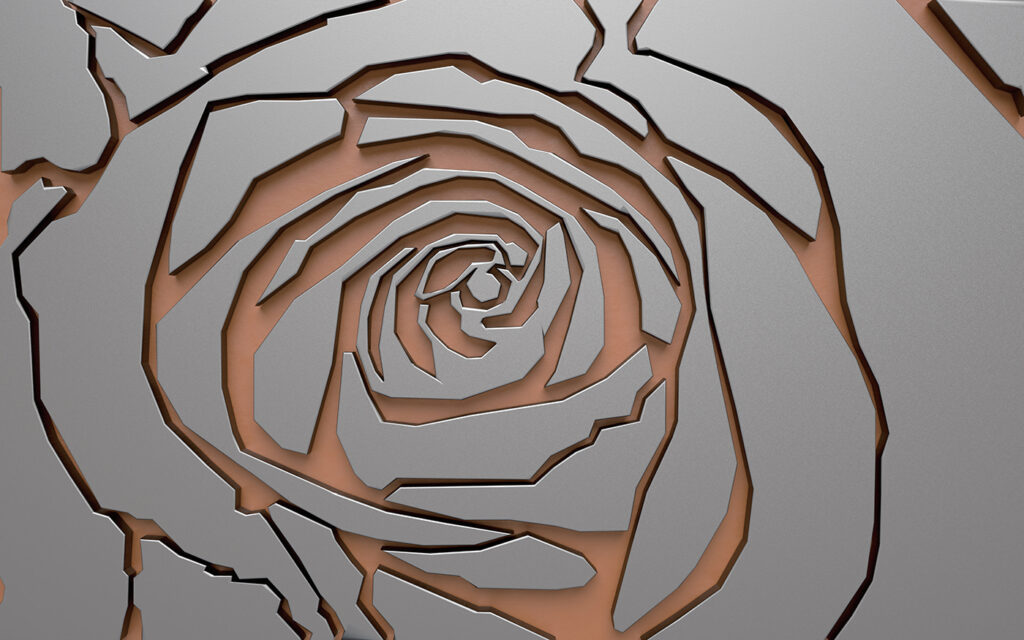 Rose in angular outlines — full design