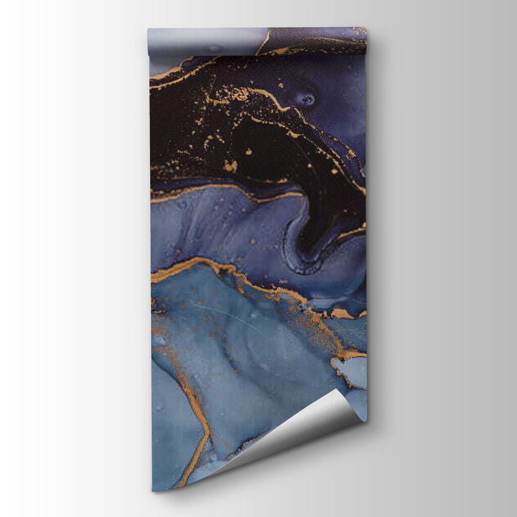 Blue shapes, gold lines — product view