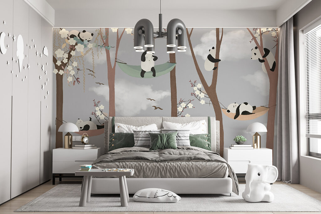 Pandas resting in hammocks — interior 3