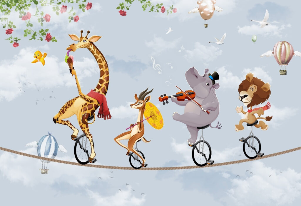Animals on a tightrope — full design