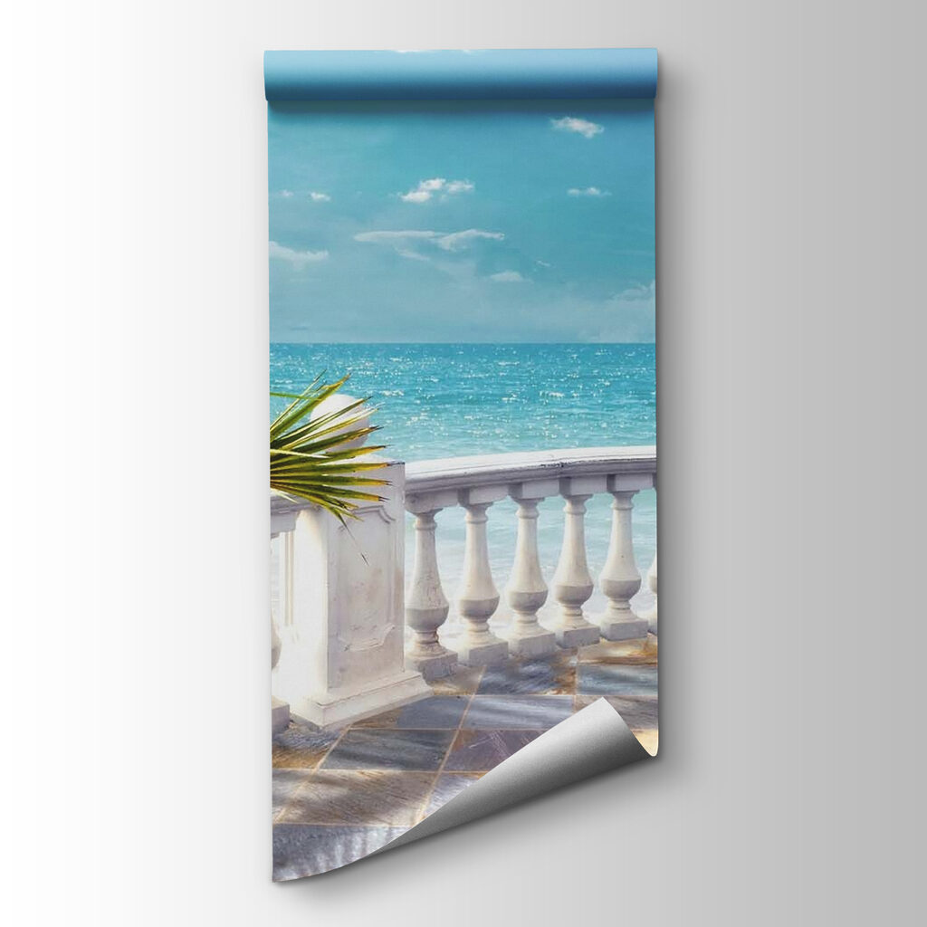 Sea view behind curtains — product view
