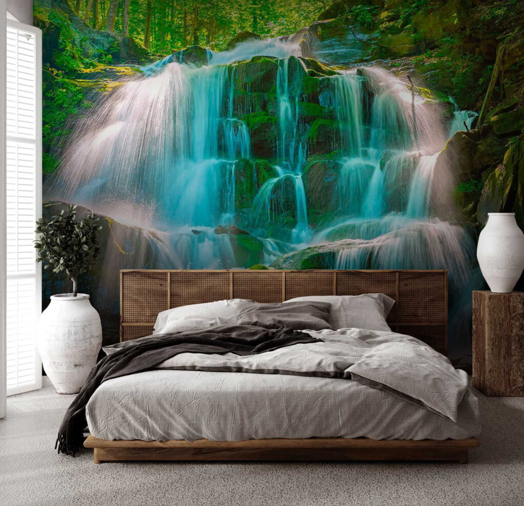 Waterfall over mossy rocks — interior 2