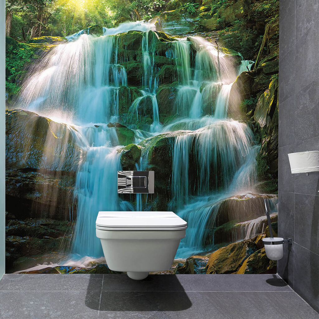 Waterfall over mossy rocks — interior 11