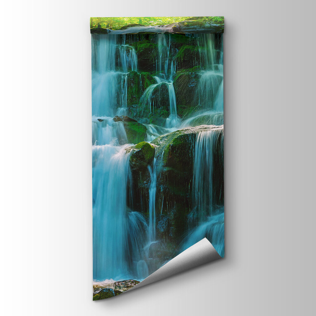 Waterfall over mossy rocks — product view