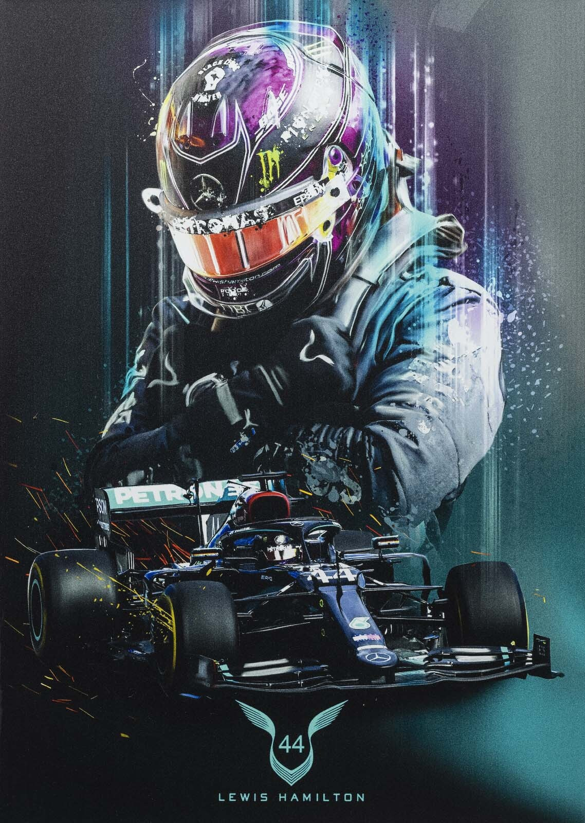 Racer above his car — full design