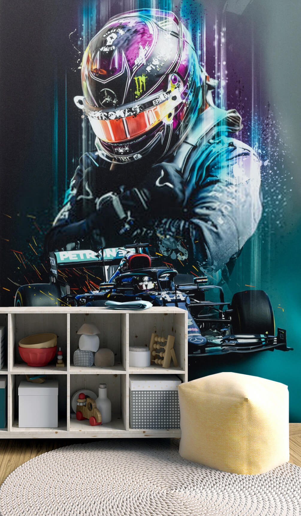 Racer above his car — interior 1