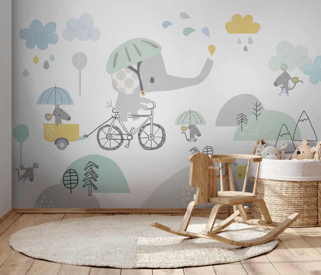 Elephant cycling with umbrella — interior 4