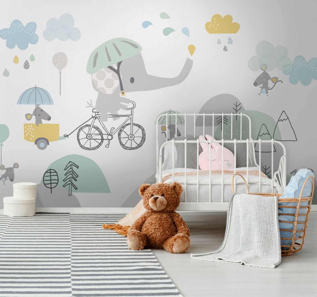 Elephant cycling with umbrella — interior 5
