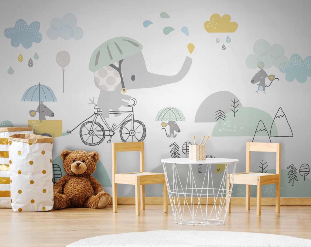 Elephant cycling with umbrella — interior 7