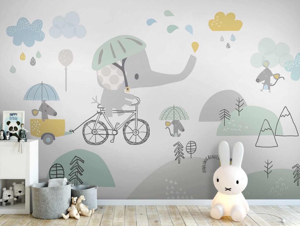 Elephant cycling with umbrella — interior 8