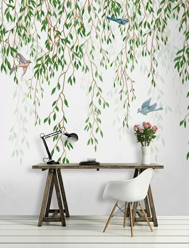 Birds among willow branches — interior 1