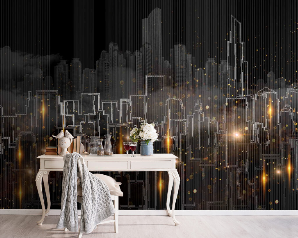 Night city in lines — interior 1