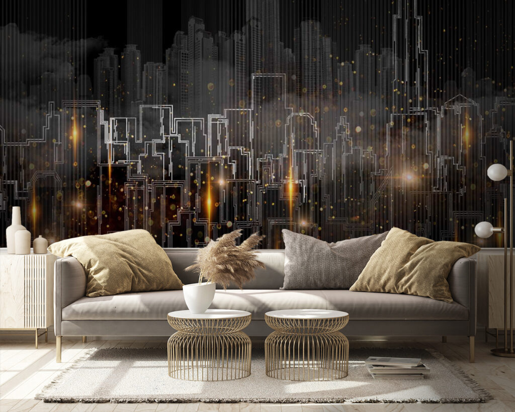 Night city in lines — interior 3