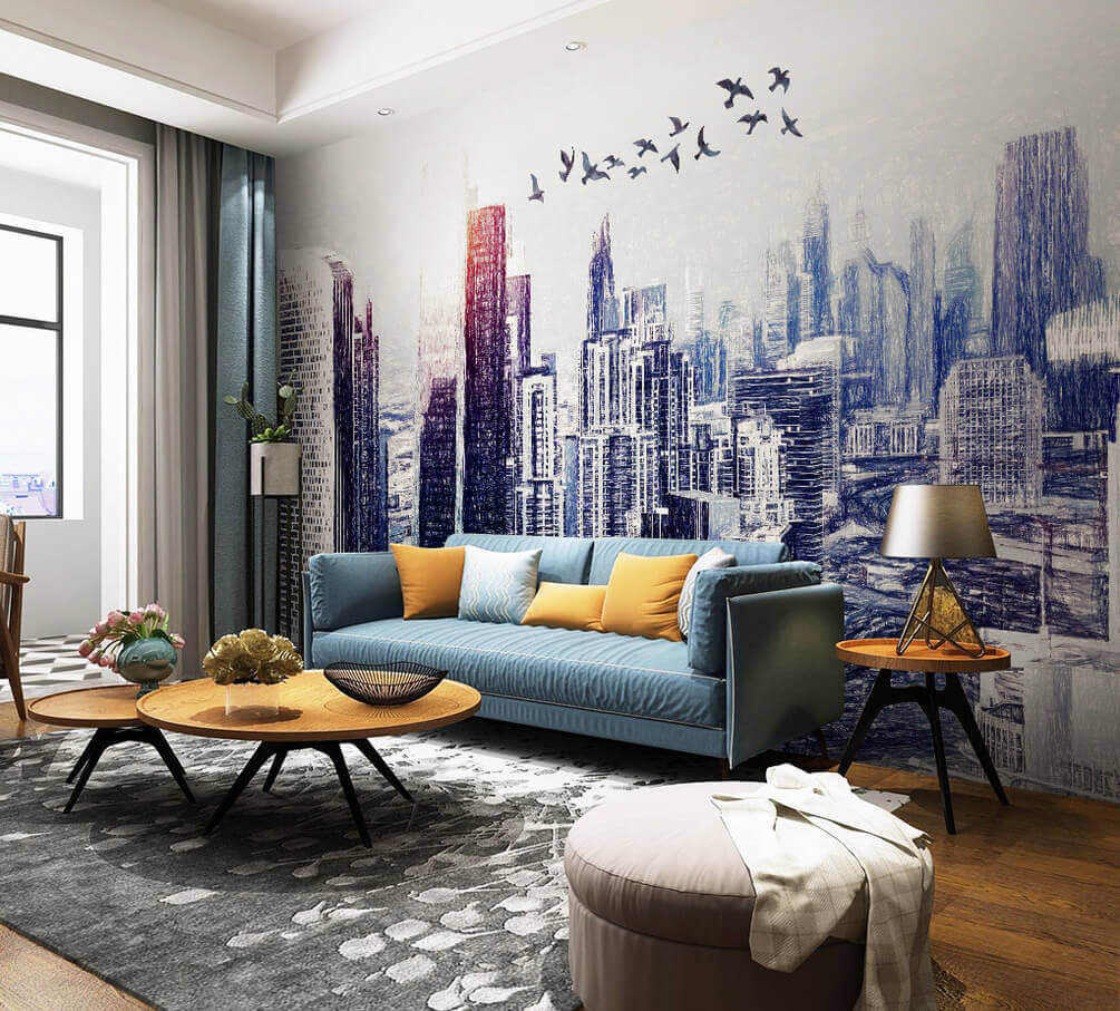 Birds above skyscrapers — interior 1
