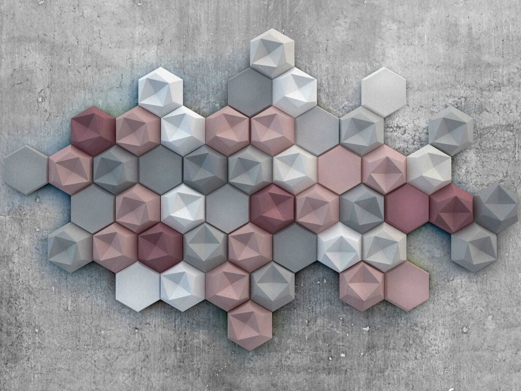 Hexagon blocks in grey — full design