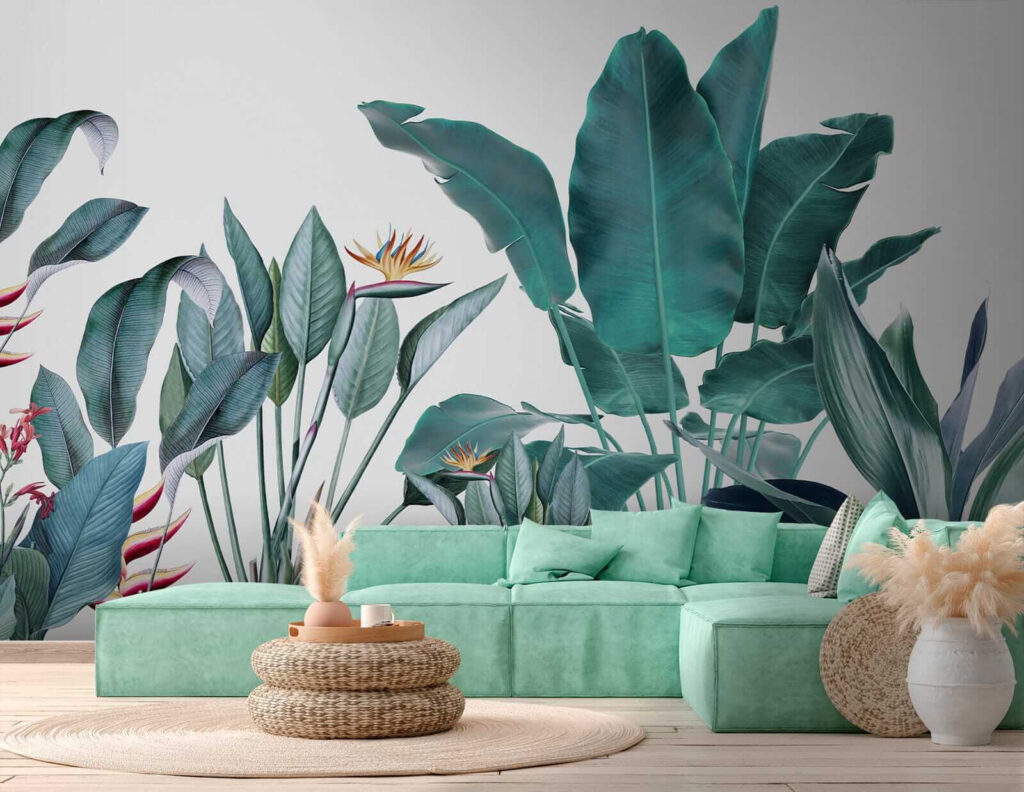 Tropical leaves on white — interior 6