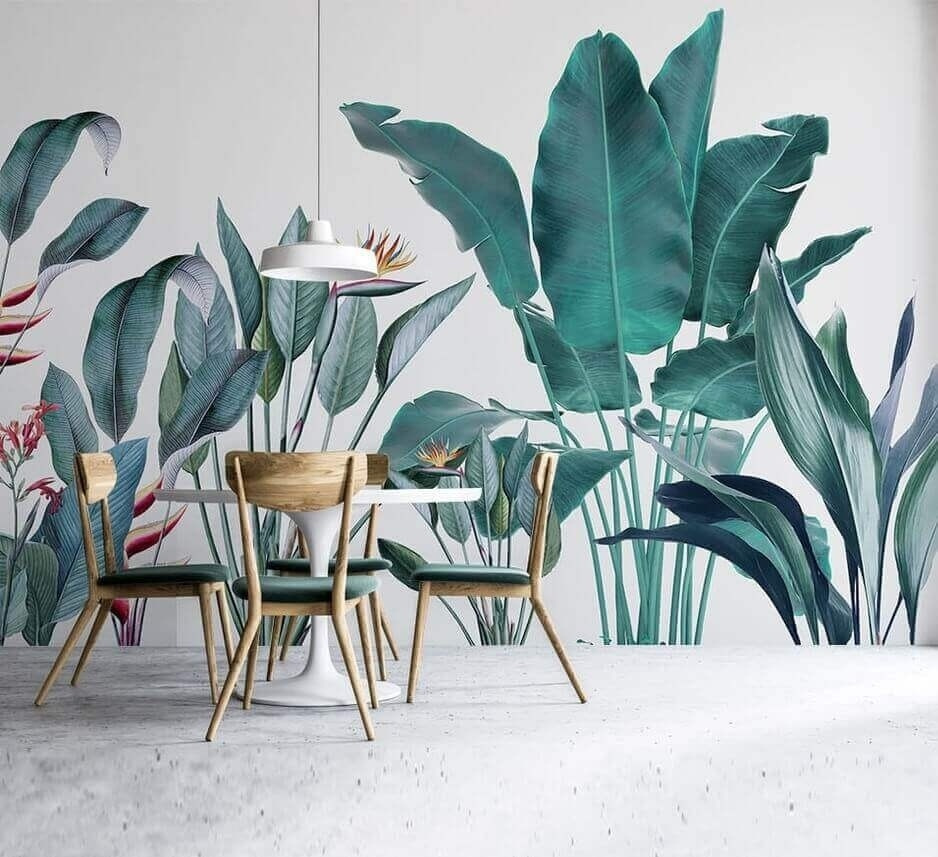 Tropical leaves on white — interior 1