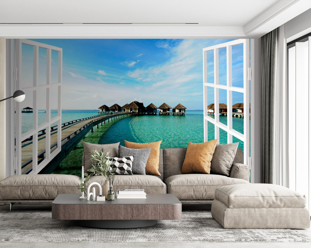 Window onto beach huts — interior 2
