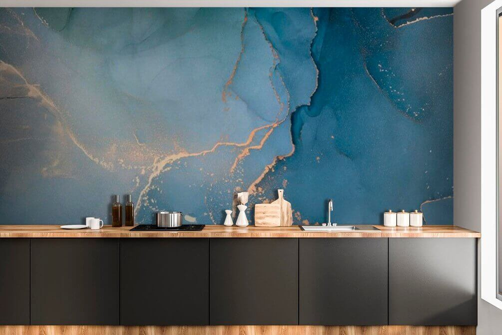 Blue fields, gold traces — interior 2