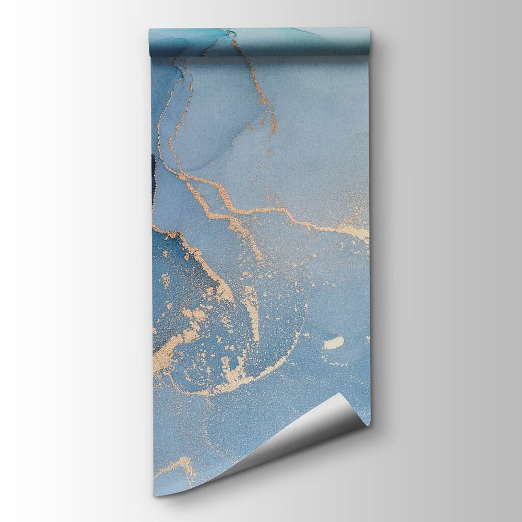 Blue fields, gold traces — product view