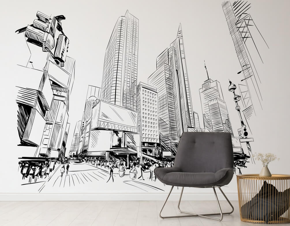City in Pencil in an interior