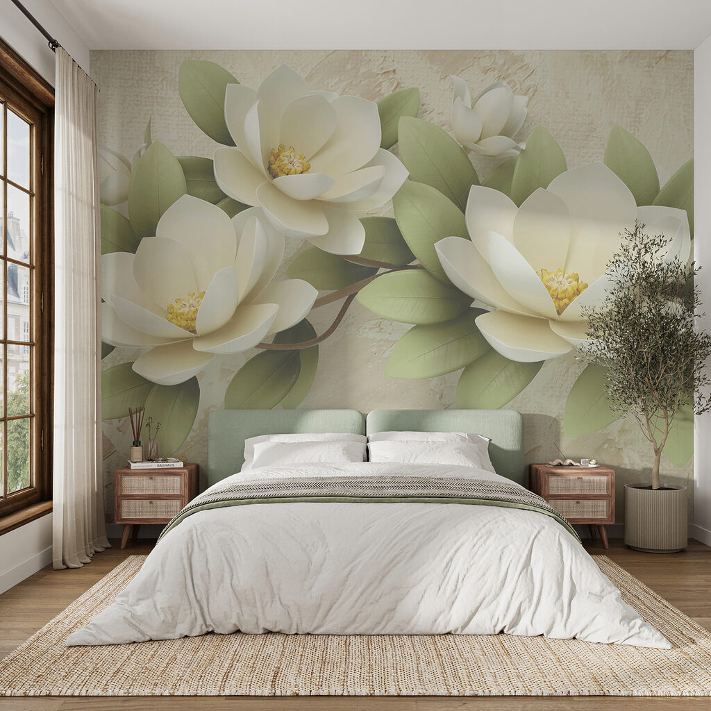 White magnolia on beige — interior 4