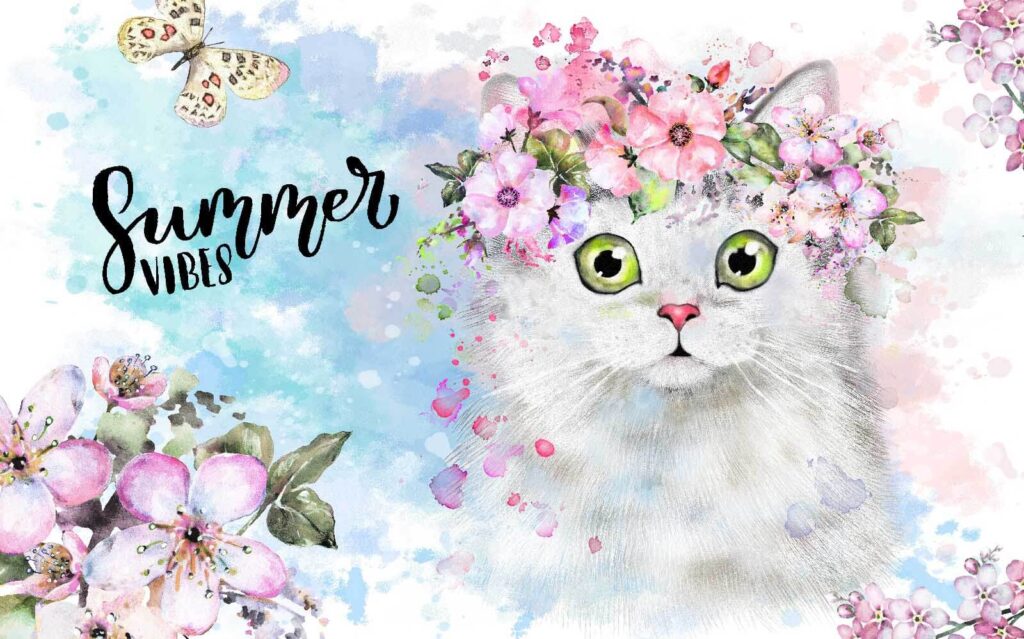 Flower Crown Cat — full design
