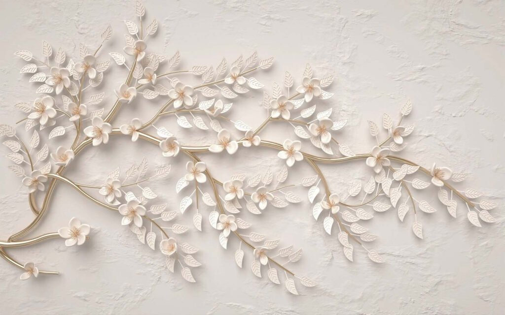 White branch with blossom — full design