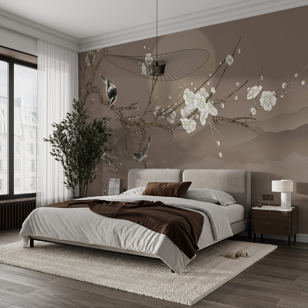 Two songbirds, pale moon — interior 3