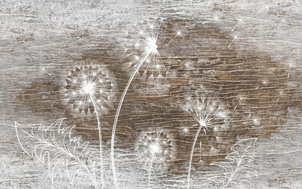 Dandelions on weathered paint — full design