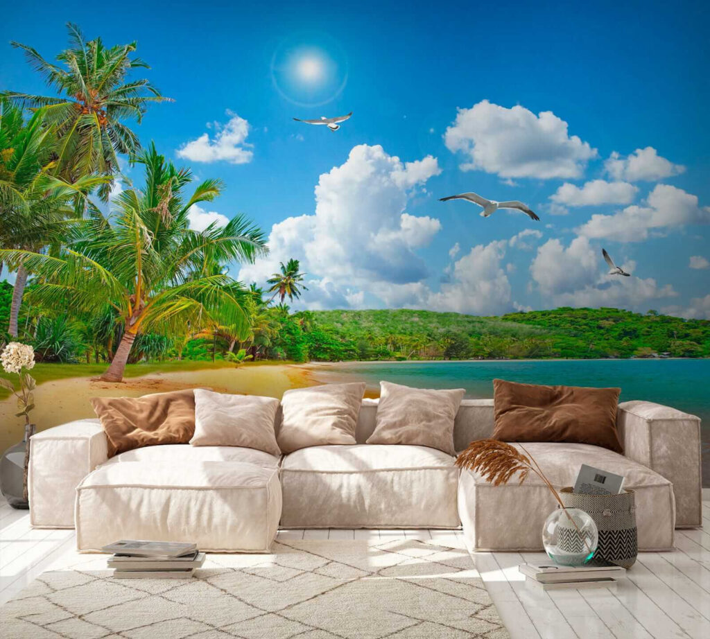 Sunny beach with palms — interior 6