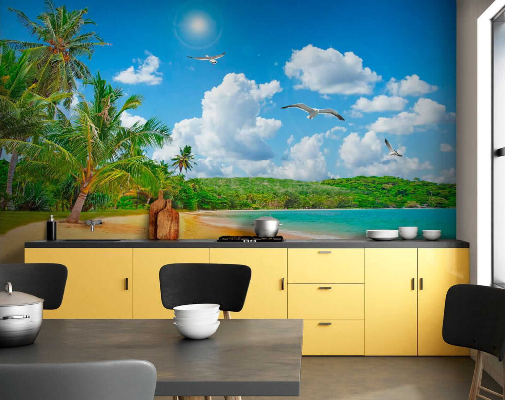 Sunny beach with palms — interior 10