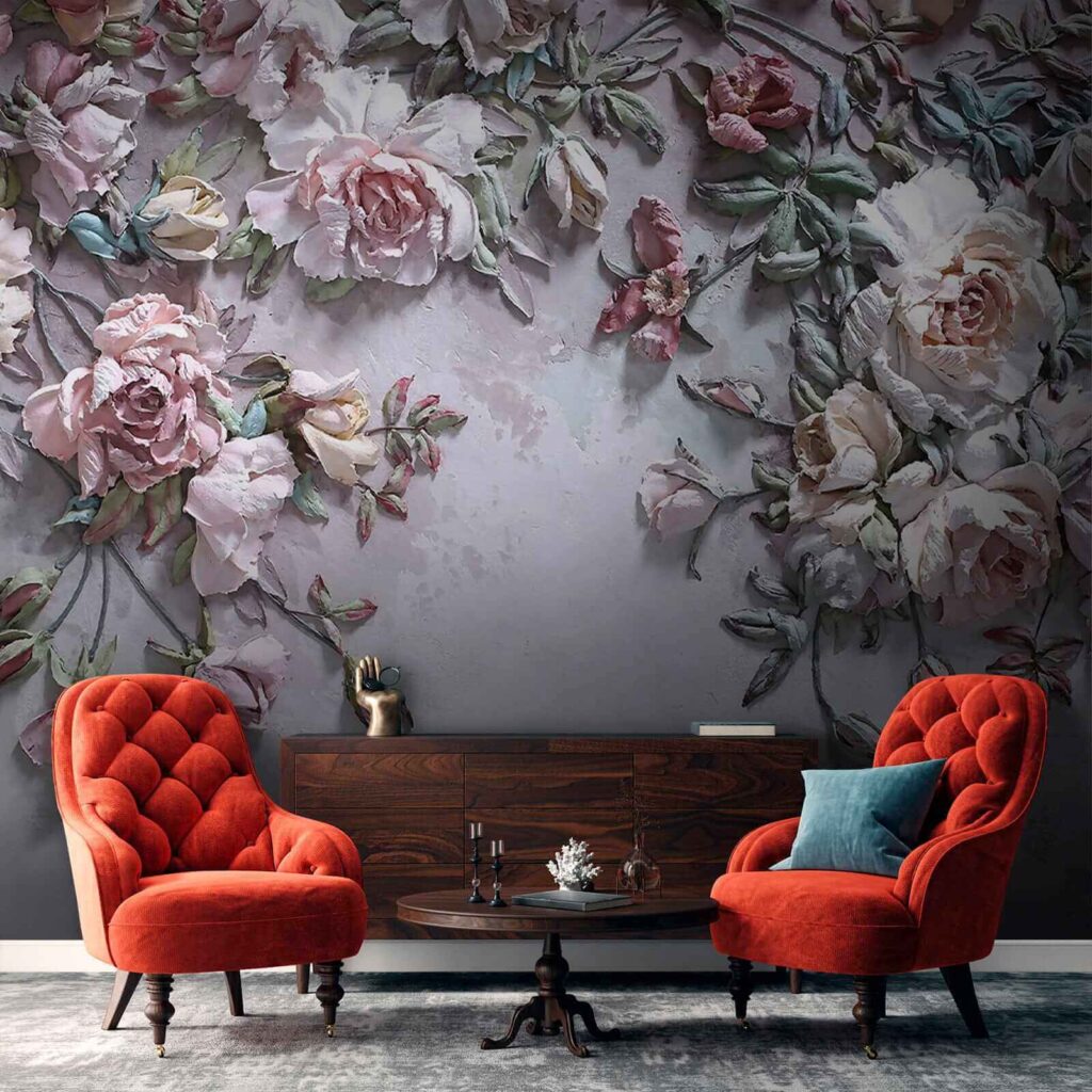 Old pink rose vines — interior 10