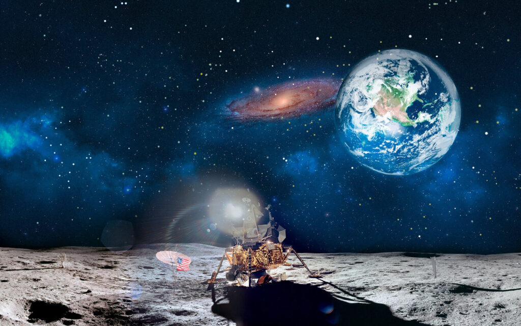 Earth above the moon — full design