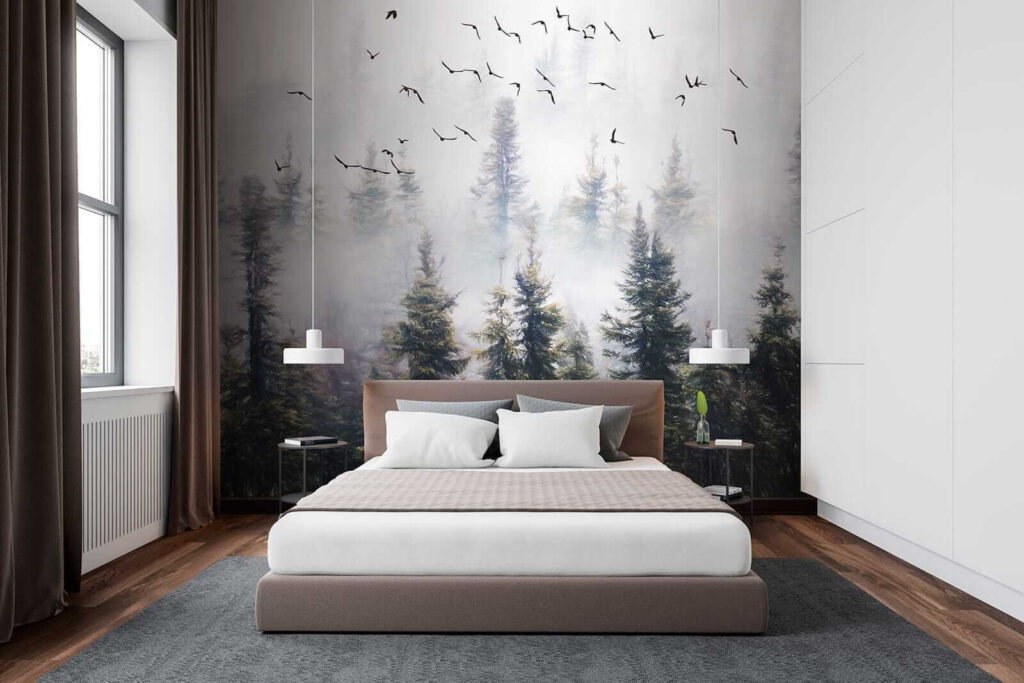 Birds above forest mist — interior 2