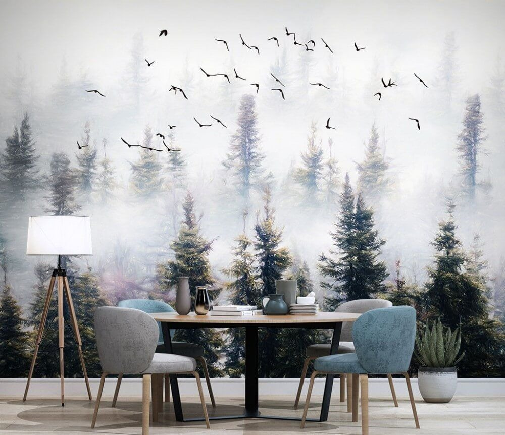 Birds above forest mist — interior 1