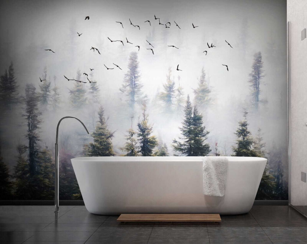 Birds above forest mist — interior 9